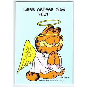 Garfield German Postcard Christmas Jim Davis Orange Angel Cat 1978 Best Regards